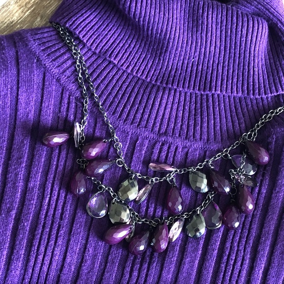 Jewelry - Double Strand Purple Teardrop Necklace